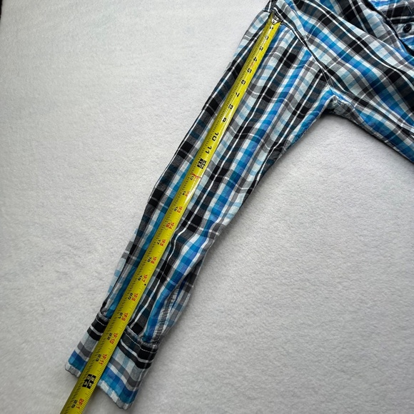 Burnside Men Medium Long Sleeve Button Down Plaid Flannel Shirt - Picture 12 of 14